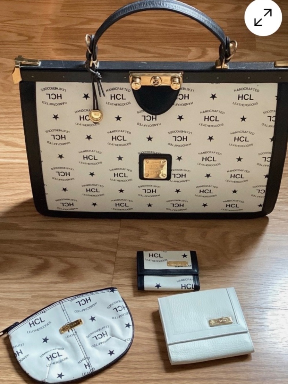 Vintage HCL W. Germany Navy & White Signature Tote, Wallet, Key & Cosmetic Cases